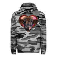 Slate Camo leopard heart highland calf Premium Hoodie - RanaPortraitStore