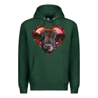 Sports Green leopard heart highland calf Premium Hoodie - RanaPortraitStore