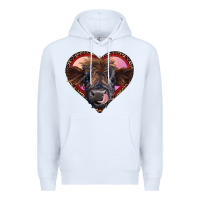 White leopard heart highland calf Premium Hoodie - RanaPortraitStore