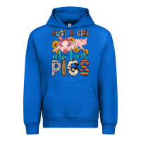 Cobalt just a girl who loves pigs Urban Hoodie - Zillion Design Studio