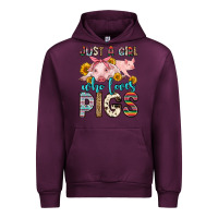 Mauve Wine just a girl who loves pigs Urban Hoodie - Zillion Design Studio