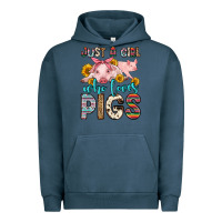 Pigment Midnight Navy just a girl who loves pigs Urban Hoodie - Zillion Design Studio
