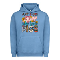 Pigment Pebble Blue just a girl who loves pigs Urban Hoodie - Zillion Design Studio