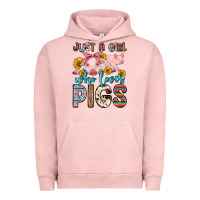 Pigment Salmon just a girl who loves pigs Urban Hoodie - Zillion Design Studio