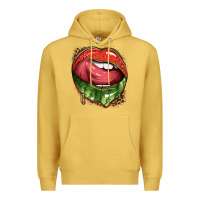 Antique Gold watermelon lips with leopard Premium Hoodie - texasbilliewilder