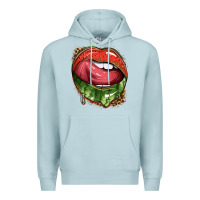 Blue Mist watermelon lips with leopard Premium Hoodie - texasbilliewilder