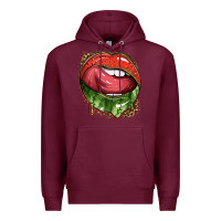 Burgundy watermelon lips with leopard Premium Hoodie - texasbilliewilder