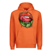 Carrot watermelon lips with leopard Premium Hoodie - texasbilliewilder