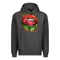 Charcoal Heather watermelon lips with leopard Premium Hoodie - texasbilliewilder