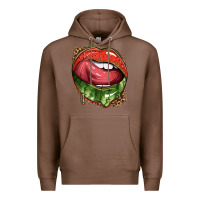 Chestnut watermelon lips with leopard Premium Hoodie - texasbilliewilder
