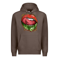 Coffee watermelon lips with leopard Premium Hoodie - texasbilliewilder