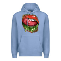 Colony Blue watermelon lips with leopard Premium Hoodie - texasbilliewilder