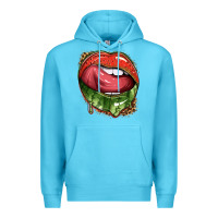 Ocean Blue watermelon lips with leopard Premium Hoodie - texasbilliewilder