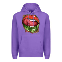 Purple watermelon lips with leopard Premium Hoodie - texasbilliewilder