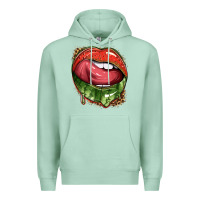 Seafoam watermelon lips with leopard Premium Hoodie - texasbilliewilder
