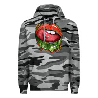 Slate Camo watermelon lips with leopard Premium Hoodie - texasbilliewilder