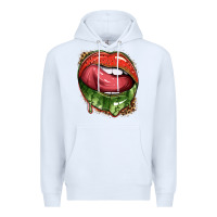 White watermelon lips with leopard Premium Hoodie - texasbilliewilder