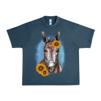 Midnight Navy Sunflower Donkey Urban Heavy Tee - RanaPortraitStore