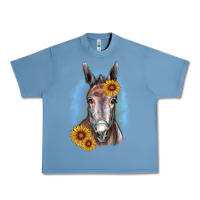 Pebble Blue Sunflower Donkey Urban Heavy Tee - RanaPortraitStore