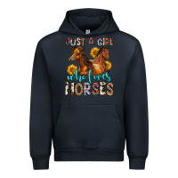 Navy just a girl who loves horses Urban Hoodie - Zillion Design Studio