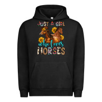 Pigment Black just a girl who loves horses Urban Hoodie - Zillion Design Studio
