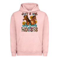 Pigment Salmon just a girl who loves horses Urban Hoodie - Zillion Design Studio