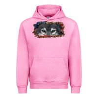 Fuchsia Pink wolf eyes american flag Urban Hoodie - RanaPortraitStore