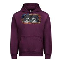 Mauve Wine wolf eyes american flag Urban Hoodie - RanaPortraitStore