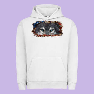 Wolf Eyes American Flag Urban Hoodie Designed By Ranaportraitstore