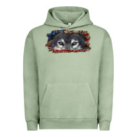 Pigment Oil Green wolf eyes american flag Urban Hoodie - RanaPortraitStore