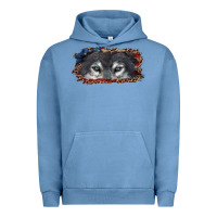 Pigment Pebble Blue wolf eyes american flag Urban Hoodie - RanaPortraitStore