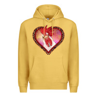 Antique Gold valentine's day rooster with leopard heart Premium Hoodie - RanaPortraitStore