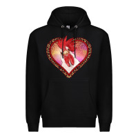 Black valentine's day rooster with leopard heart Premium Hoodie - RanaPortraitStore