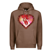 Chestnut valentine's day rooster with leopard heart Premium Hoodie - RanaPortraitStore