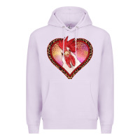 Lilac valentine's day rooster with leopard heart Premium Hoodie - RanaPortraitStore
