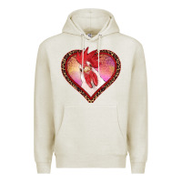 Oatmeal Heather valentine's day rooster with leopard heart Premium Hoodie - RanaPortraitStore