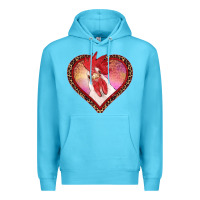 Ocean Blue valentine's day rooster with leopard heart Premium Hoodie - RanaPortraitStore