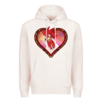 Pale Pink valentine's day rooster with leopard heart Premium Hoodie - RanaPortraitStore
