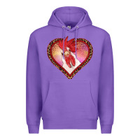 Purple valentine's day rooster with leopard heart Premium Hoodie - RanaPortraitStore