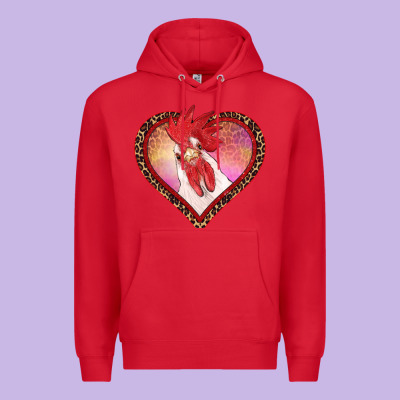 Valentine's Day Rooster With Leopard Heart Premium Hoodie Designed By Ranaportraitstore