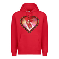 Red valentine's day rooster with leopard heart Premium Hoodie - RanaPortraitStore