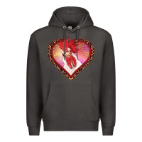 Smoke valentine's day rooster with leopard heart Premium Hoodie - RanaPortraitStore
