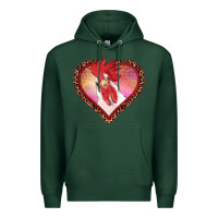 Sports Green valentine's day rooster with leopard heart Premium Hoodie - RanaPortraitStore
