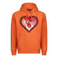 Carrot valentine's day rooster with leopard heart Premium Hoodie - RanaPortraitStore
