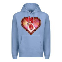 Colony Blue valentine's day rooster with leopard heart Premium Hoodie - RanaPortraitStore