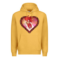 Mustard valentine's day rooster with leopard heart Premium Hoodie - RanaPortraitStore