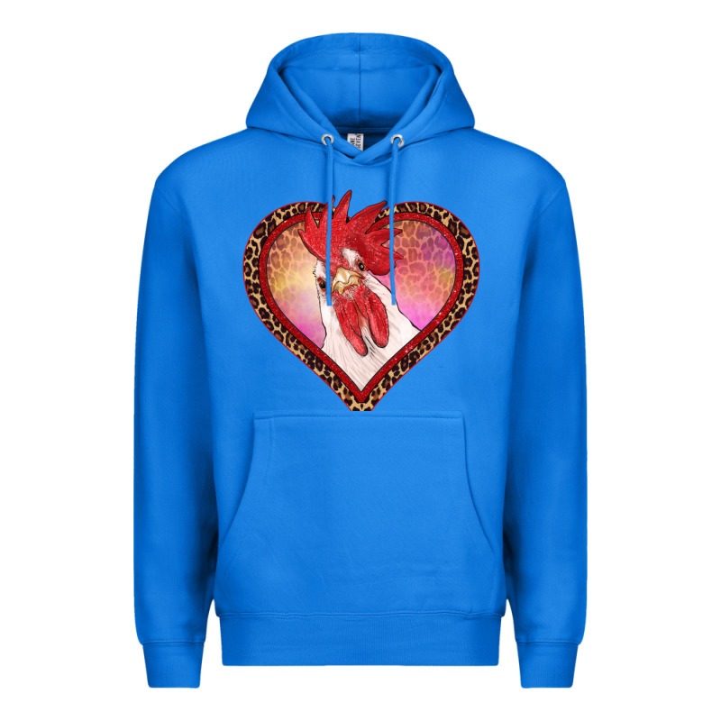 Valentine's Day Rooster With Leopard Heart Premium Hoodie by RanaPortraitStore | Teevron