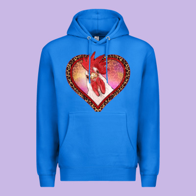 Valentine's Day Rooster With Leopard Heart Premium Hoodie Designed By Ranaportraitstore
