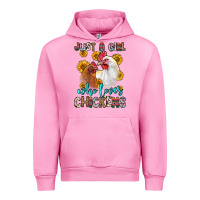 Fuchsia Pink just a girl who loves chickens Urban Hoodie - Zillion Design Studio