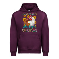Mauve Wine just a girl who loves chickens Urban Hoodie - Zillion Design Studio